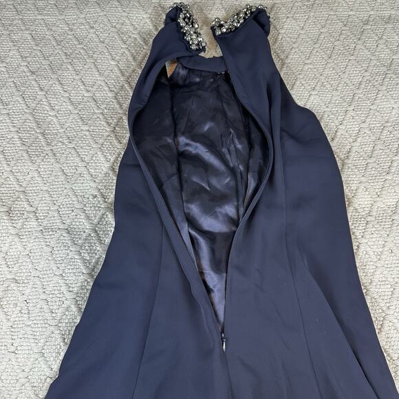 Calvin Klein Women's Navy Blue Halter Dress Size 4 Beaded Neck Cocktail NWT - Picture 6 of 8